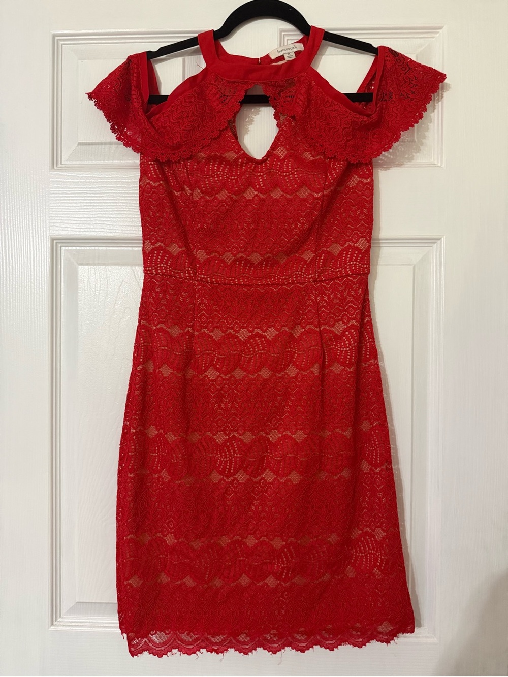 Red Lace Cold-Shoulder Cocktail Dress - Francesca’s